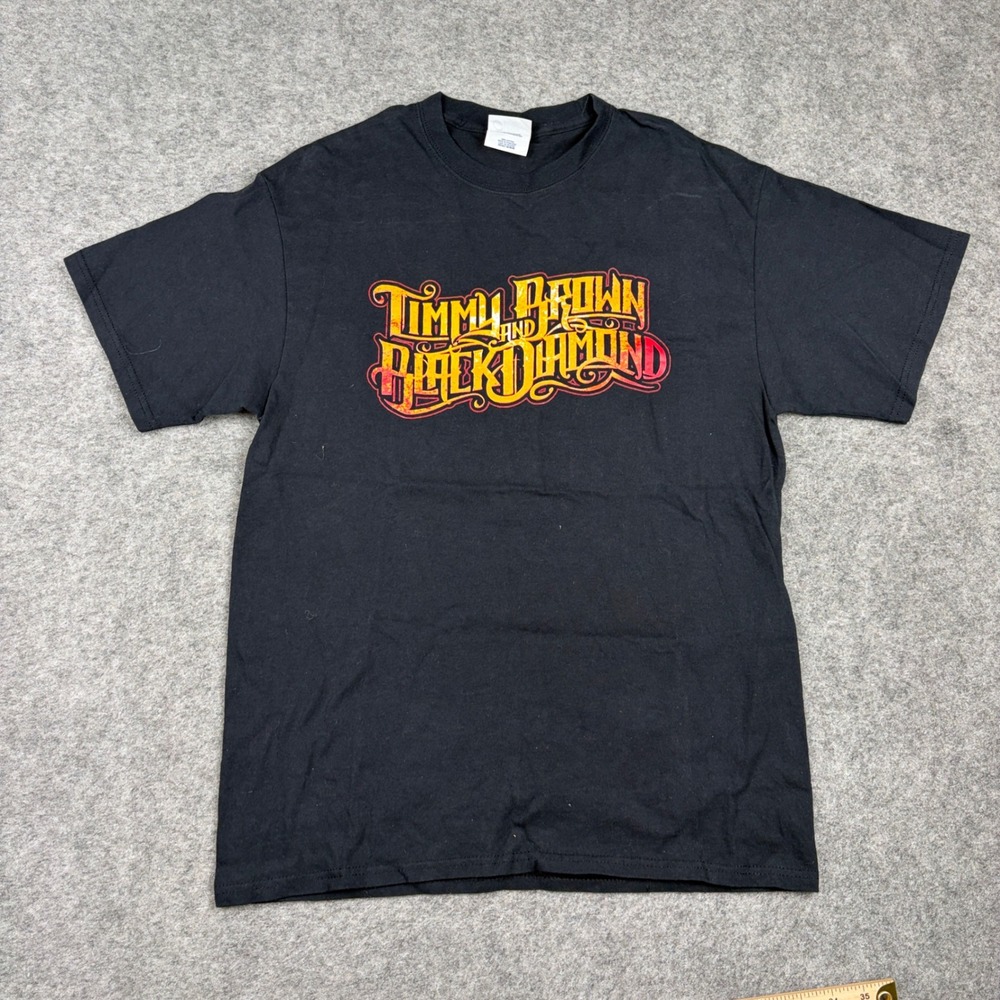 Port and Company T Shirt Mens Medium Timmy Brown and Black Diamond Black Graphic